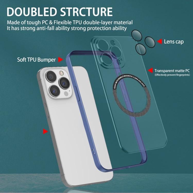 For iPhone 14 Lens Protector Magsafe Phone Case(Light Blue) by buy2fix