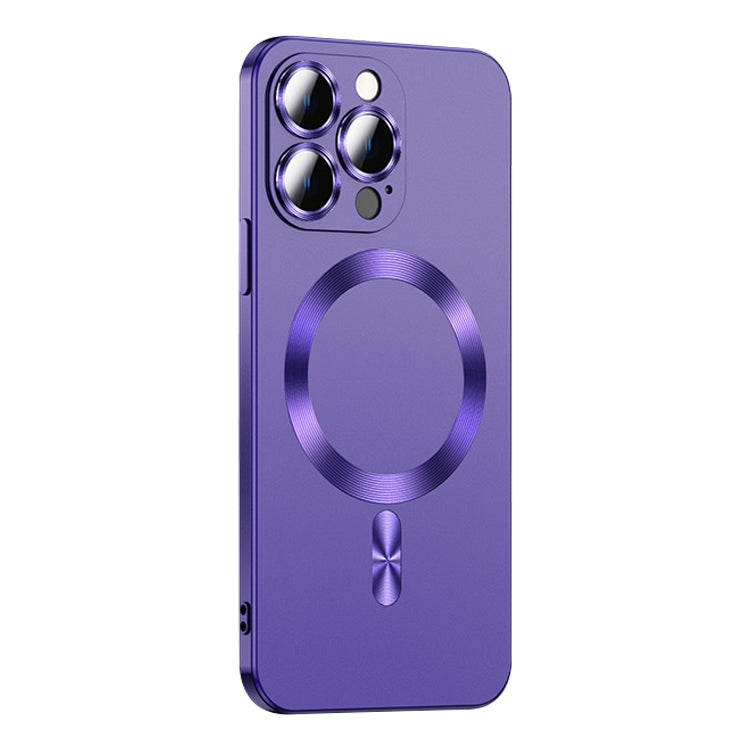 For iPhone 12 Pro Liquid Lens Protector Magsafe Phone Case(Dark Purple) by buy2fix