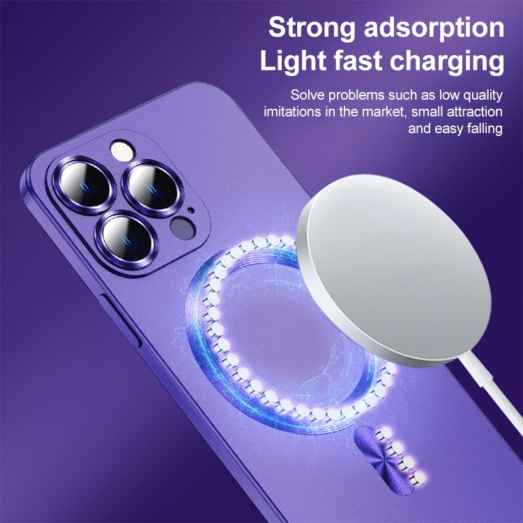 For iPhone 12 Pro Liquid Lens Protector Magsafe Phone Case(Dark Purple) by buy2fix