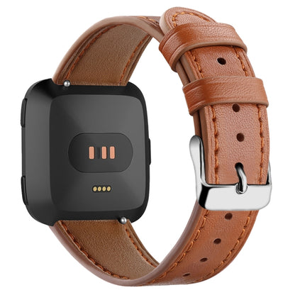 For Fitbit Versa 4 / Sense 2 Round Tail Genuine Leather Watch Band(Brown) by buy2fix