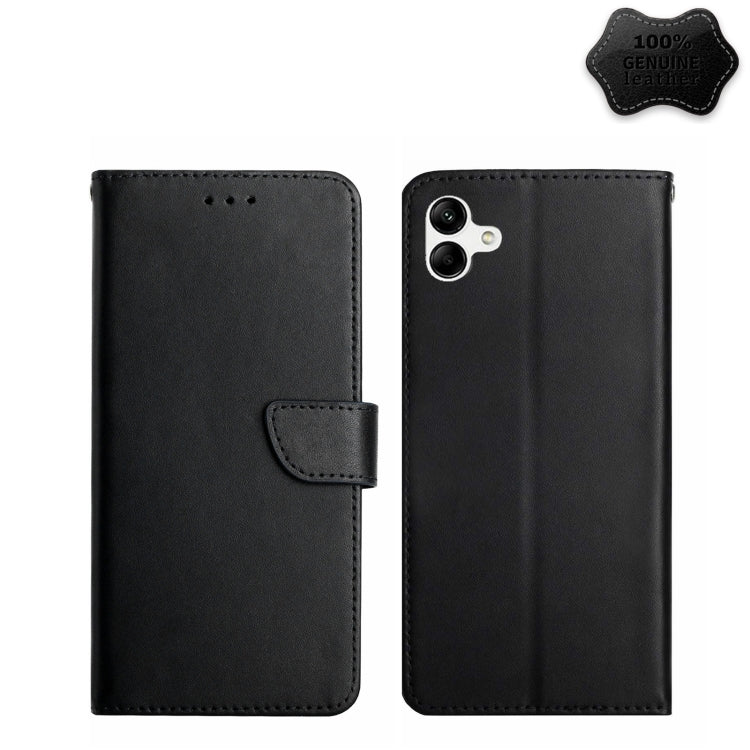 For Samsung Galaxy A04 4G Genuine Leather Fingerprint-proof Flip Phone Case(Black) - Galaxy Phone Cases by buy2fix | Online Shopping UK | buy2fix