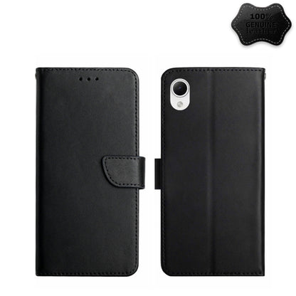 For Samsung Galaxy A23 5G JP Version Genuine Leather Fingerprint-proof Flip Phone Case(Black) - Galaxy Phone Cases by buy2fix | Online Shopping UK | buy2fix