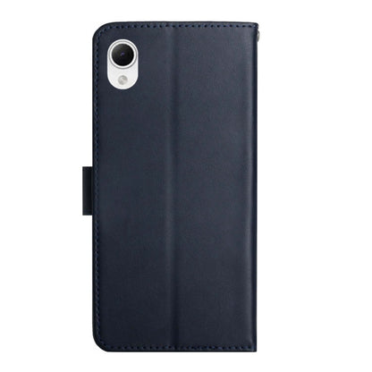 For Samsung Galaxy A23 5G JP Version Genuine Leather Fingerprint-proof Flip Phone Case(Blue) - Galaxy Phone Cases by buy2fix | Online Shopping UK | buy2fix