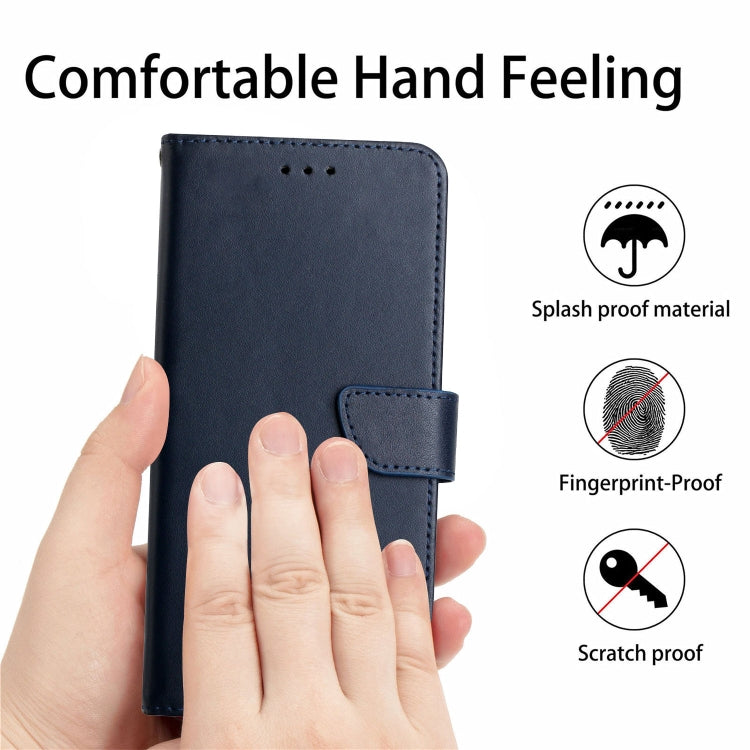 For Samsung Galaxy A23 5G JP Version Genuine Leather Fingerprint-proof Flip Phone Case(Blue) - Galaxy Phone Cases by buy2fix | Online Shopping UK | buy2fix