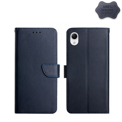 For Samsung Galaxy A23e/A23s Genuine Leather Fingerprint-proof Flip Phone Case(Blue) - Galaxy Phone Cases by buy2fix | Online Shopping UK | buy2fix