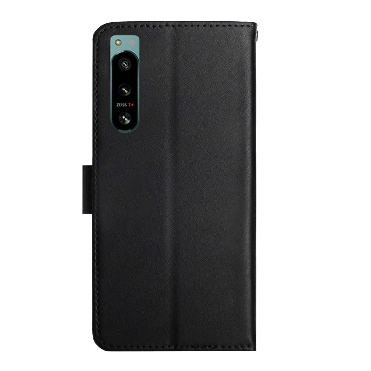 For Sony Xperia 5 IV Genuine Leather Fingerprint-proof Flip Phone Case(Black) - Sony Cases by buy2fix | Online Shopping UK | buy2fix