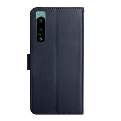 For Sony Xperia 5 IV Genuine Leather Fingerprint-proof Flip Phone Case(Blue) - Sony Cases by buy2fix | Online Shopping UK | buy2fix