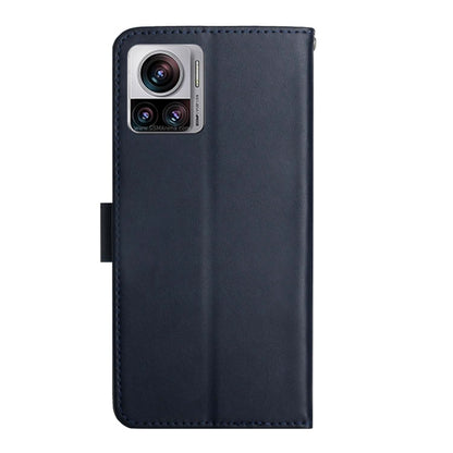 For Motorola Edge 30 Ultra/Moto X30 Pro Genuine Leather Fingerprint-proof Flip Phone Case(Blue) - Motorola Cases by buy2fix | Online Shopping UK | buy2fix