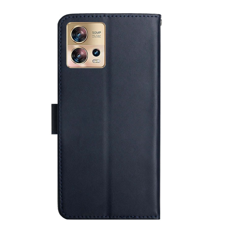 For Motorola Edge 30 Fusion/Moto S30 Pro Genuine Leather Fingerprint-proof Flip Phone Case(Blue) - Motorola Cases by buy2fix | Online Shopping UK | buy2fix