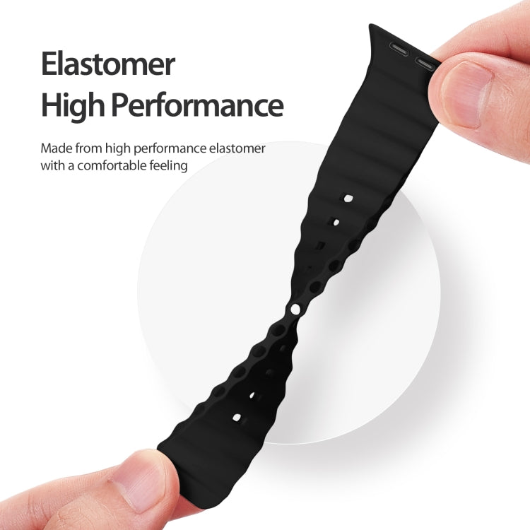 DUX DUCIS Sea Wave Silicone Watch Band For Apple Watch Series 8&7 45mm / SE 2&6&SE&5&4 44mm / 3&2&1 42mm(Black) by DUX DUCIS