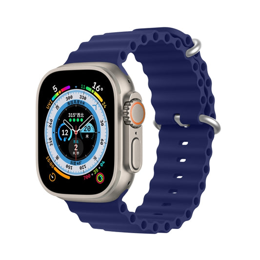 DUX DUCIS Sea Wave Silicone Watch Band For Apple Watch Series 8&7 45mm / SE 2&6&SE&5&4 44mm / 3&2&1 42mm(Blue) by DUX DUCIS