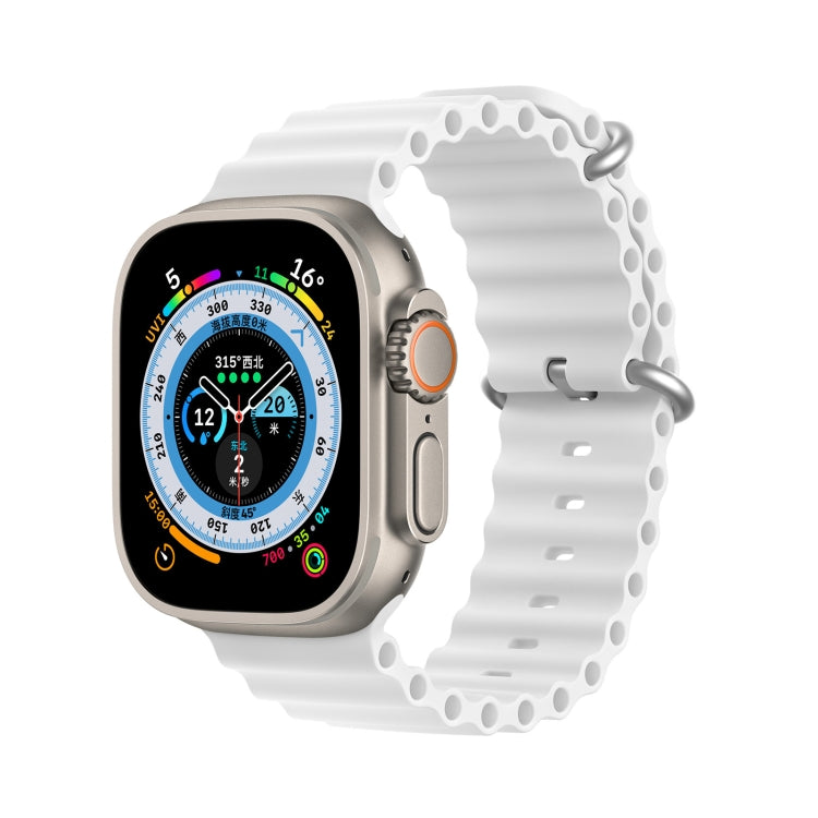 DUX DUCIS Sea Wave Silicone Watch Band For Apple Watch Series 8&7 45mm / SE 2&6&SE&5&4 44mm / 3&2&1 42mm(White) by DUX DUCIS