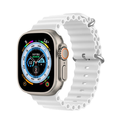 DUX DUCIS Sea Wave Silicone Watch Band For Apple Watch Series 8&7 45mm / SE 2&6&SE&5&4 44mm / 3&2&1 42mm(White) by DUX DUCIS