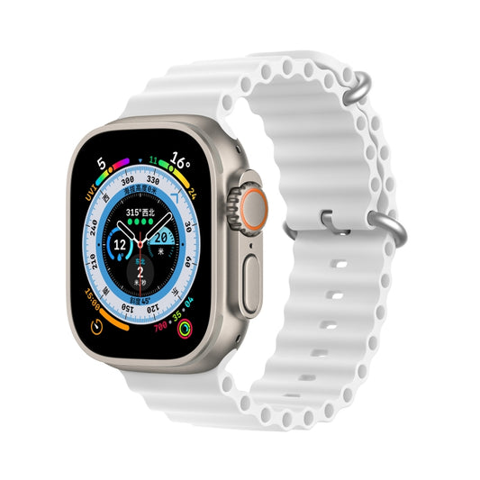DUX DUCIS Sea Wave Silicone Watch Band For Apple Watch Series 8&7 45mm / SE 2&6&SE&5&4 44mm / 3&2&1 42mm(White) by DUX DUCIS