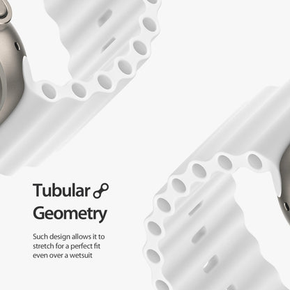 DUX DUCIS Sea Wave Silicone Watch Band For Apple Watch Series 8&7 45mm / SE 2&6&SE&5&4 44mm / 3&2&1 42mm(White) by DUX DUCIS