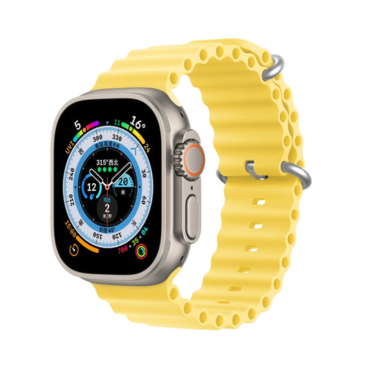 DUX DUCIS Sea Wave Silicone Watch Band For Apple Watch Series 8&7 45mm / SE 2&6&SE&5&4 44mm / 3&2&1 42mm(Yellow) by DUX DUCIS