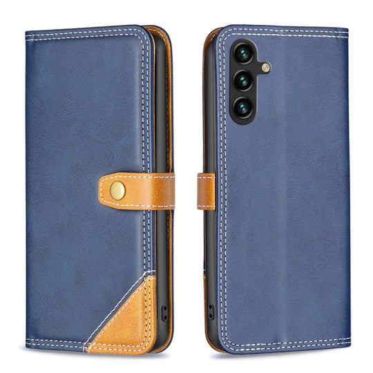 For Samsung Galaxy A14 5G Color Matching Double Sewing Thread Leather Phone Case(Blue)