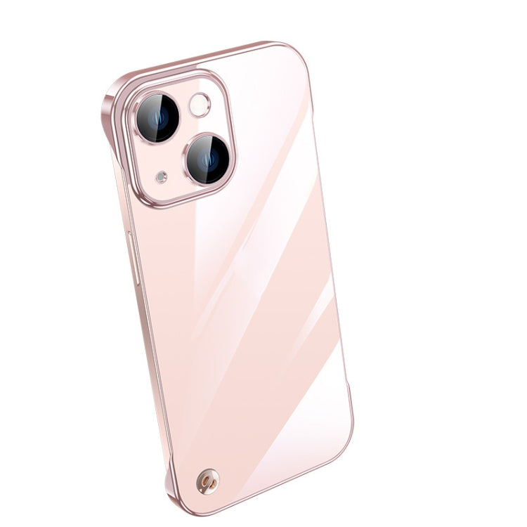For iPhone 14 Electroplating Frameless Clear PC Phone Case(Pink) by buy2fix