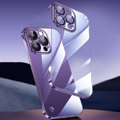 For iPhone 14 Electroplating Frameless Clear PC Phone Case(Purple) by buy2fix