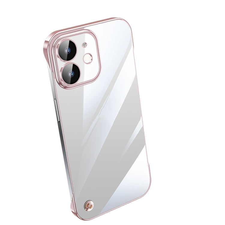 For iPhone 12 Electroplating Frameless Clear PC Phone Case(Pink) by buy2fix