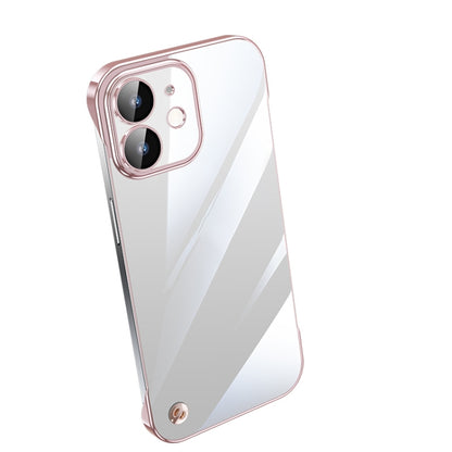 For iPhone 12 Electroplating Frameless Clear PC Phone Case(Pink) by buy2fix