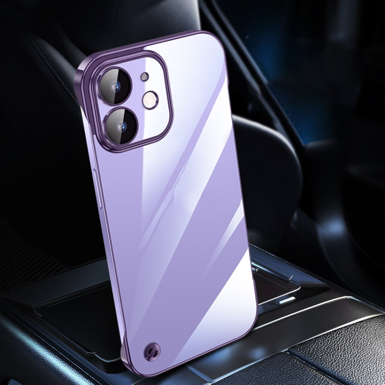 For iPhone 12 Electroplating Frameless Clear PC Phone Case(Purple) by buy2fix