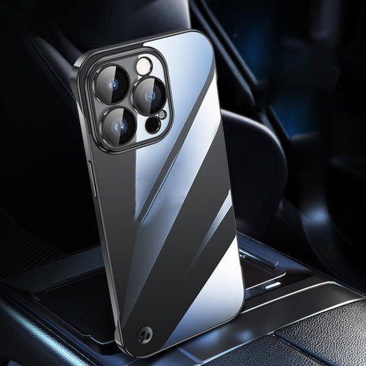 For iPhone 12 Pro Max Electroplating Frameless Clear PC Phone Case(Black) by buy2fix