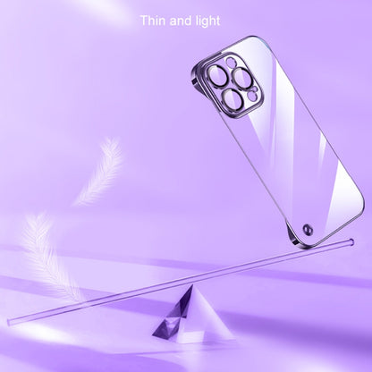 For iPhone 12 Pro Max Electroplating Frameless Clear PC Phone Case(Purple) by buy2fix