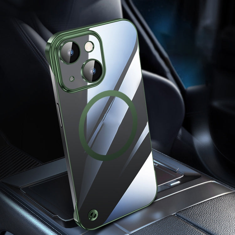 For iPhone 14 Electroplating Frameless Magsafe Magnetic PC Phone Case(Green) by buy2fix
