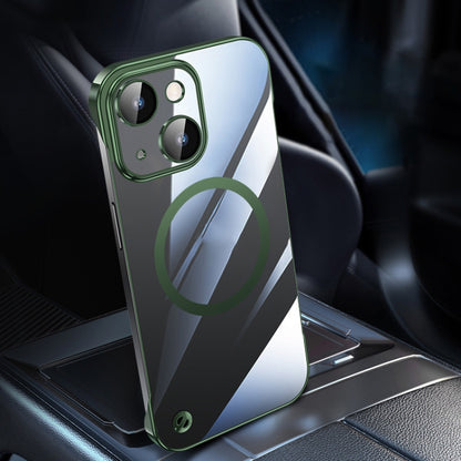 For iPhone 14 Electroplating Frameless Magsafe Magnetic PC Phone Case(Green) by buy2fix