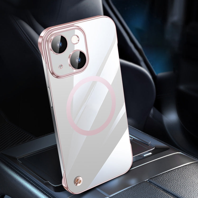 For iPhone 13 Electroplating Frameless Magsafe Magnetic PC Phone Case(Pink) by buy2fix
