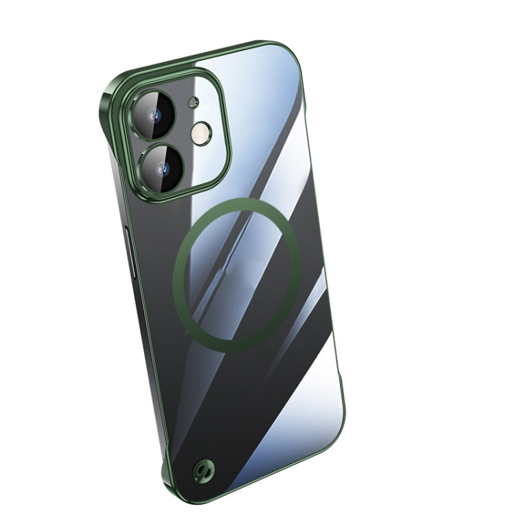 For iPhone 12 Electroplating Frameless Magsafe Magnetic PC Phone Case(Green) by buy2fix