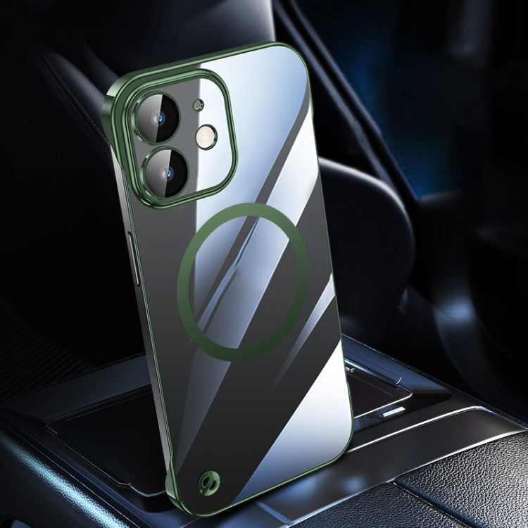 For iPhone 12 Electroplating Frameless Magsafe Magnetic PC Phone Case(Green) by buy2fix