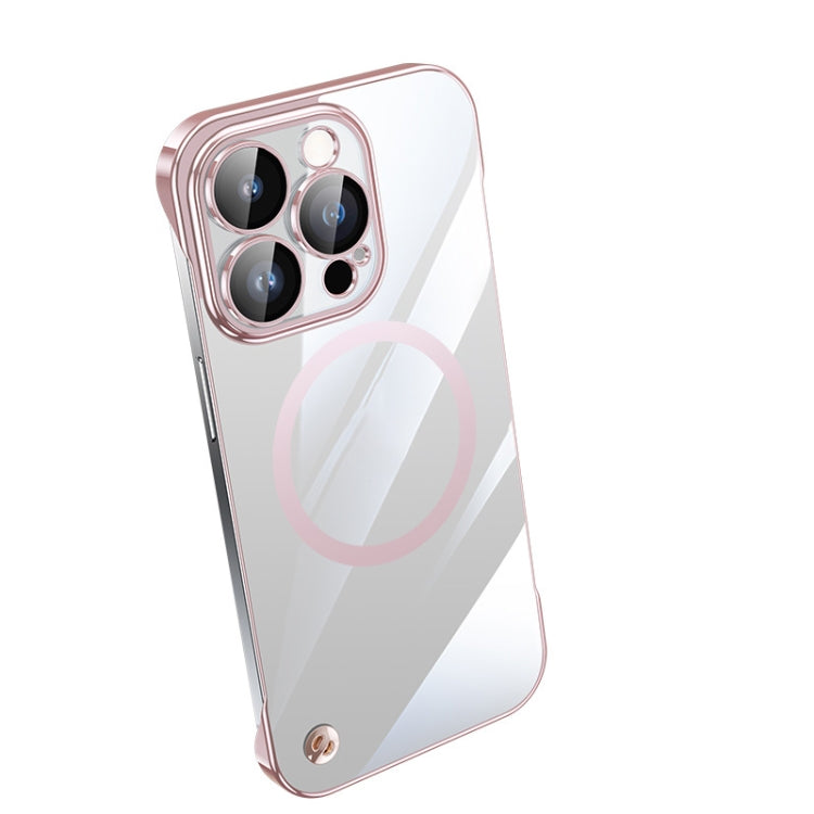 For iPhone 12 Pro Max Electroplating Frameless Magsafe Magnetic PC Phone Case(Pink) by buy2fix