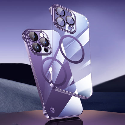 For iPhone 12 Pro Max Electroplating Frameless Magsafe Magnetic PC Phone Case(Pink) by buy2fix