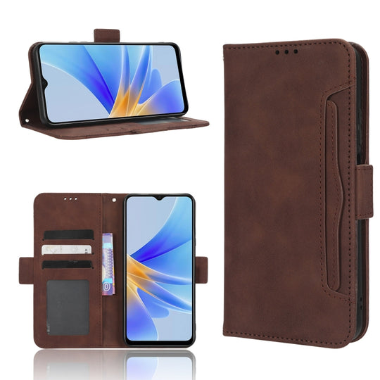For OPPO A17 Skin Feel Calf Texture Card Slots Leather Phone Case(Brown)