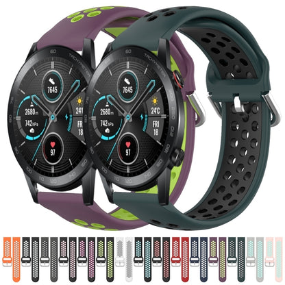 For Huawei Honor Magic Watch 2 46mm 22mm Clasp Two Color Sport Watch Band (Mint Green + Light Pink) by buy2fix