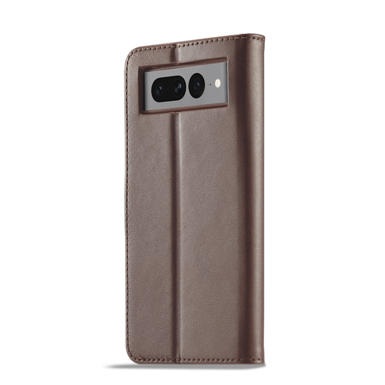 For Google Pixel 7 LC.IMEEKE Calf Texture Horizontal Flip Leather Case(Brown) - Google Cases by LC.IMEEKE | Online Shopping UK | buy2fix