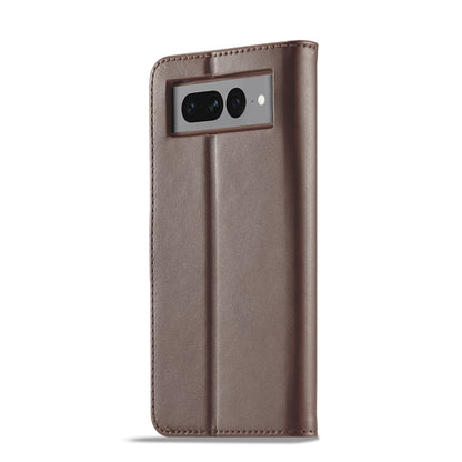 For Google Pixel 7 LC.IMEEKE Calf Texture Horizontal Flip Leather Case(Brown) - Google Cases by LC.IMEEKE | Online Shopping UK | buy2fix