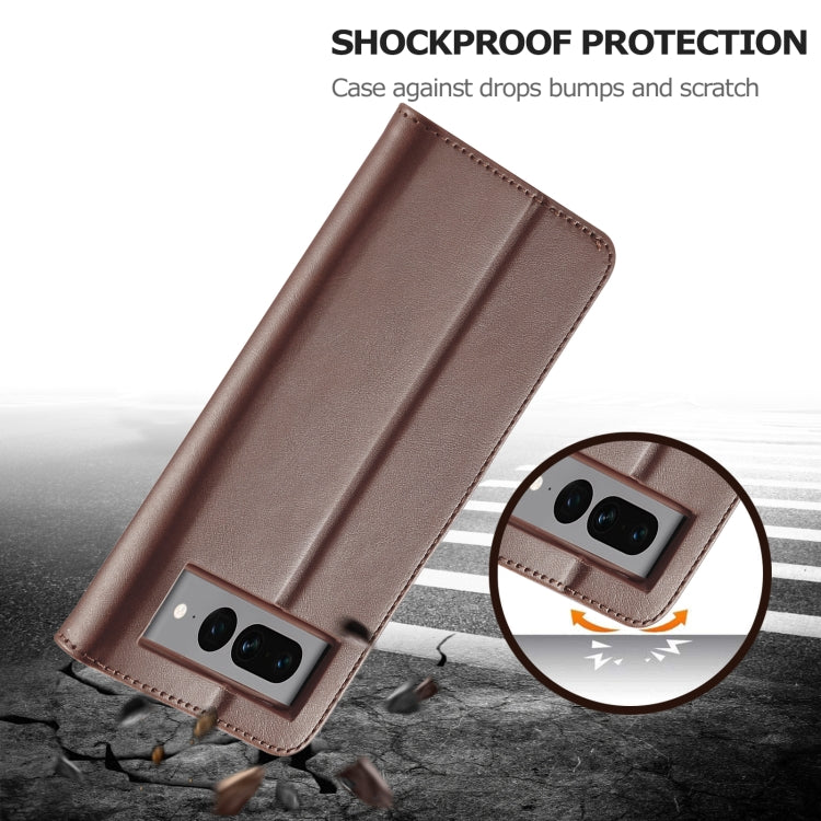 For Google Pixel 7 LC.IMEEKE Calf Texture Horizontal Flip Leather Case(Brown) - Google Cases by LC.IMEEKE | Online Shopping UK | buy2fix
