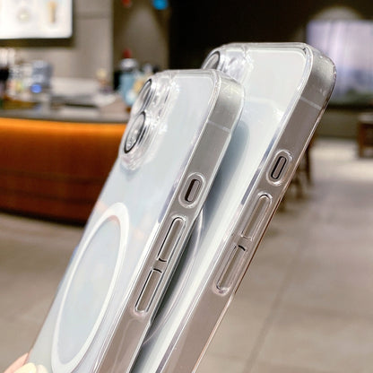 For iPhone 12 Pro Max MagSafe PC Transparent Phone Case with Dust Net by buy2fix