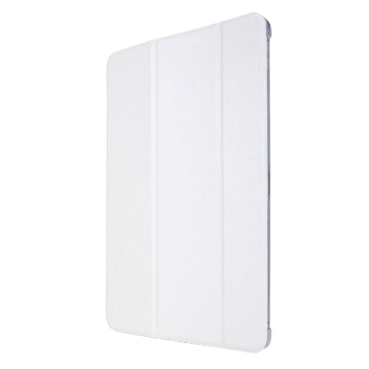 For iPad Air 13 2024 / 2025 / Pro 12.9 2020 TPU Silk Texture Three-fold Horizontal Flip Leather Tablet Case with Holder(White) - iPad Pro 12.9 (2020) Cases by buy2fix | Online Shopping UK | buy2fix
