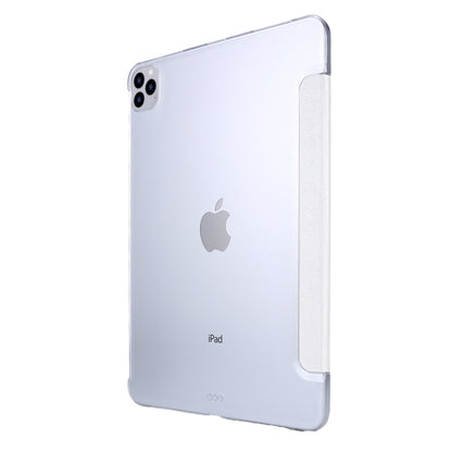 For iPad Air 13 2024 / 2025 / Pro 12.9 2020 TPU Silk Texture Three-fold Horizontal Flip Leather Tablet Case with Holder(White) - iPad Pro 12.9 (2020) Cases by buy2fix | Online Shopping UK | buy2fix