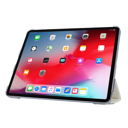 For iPad Air 13 2024 / 2025 / Pro 12.9 2020 TPU Silk Texture Three-fold Horizontal Flip Leather Tablet Case with Holder(White) - iPad Pro 12.9 (2020) Cases by buy2fix | Online Shopping UK | buy2fix