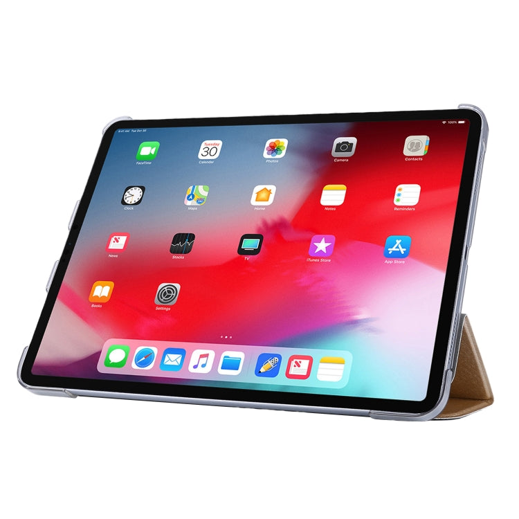 For iPad Air 13 2024 / 2025 / Pro 12.9 2020 TPU Silk Texture Three-fold Horizontal Flip Leather Tablet Case with Holder(Gold) - iPad Pro 12.9 (2020) Cases by buy2fix | Online Shopping UK | buy2fix