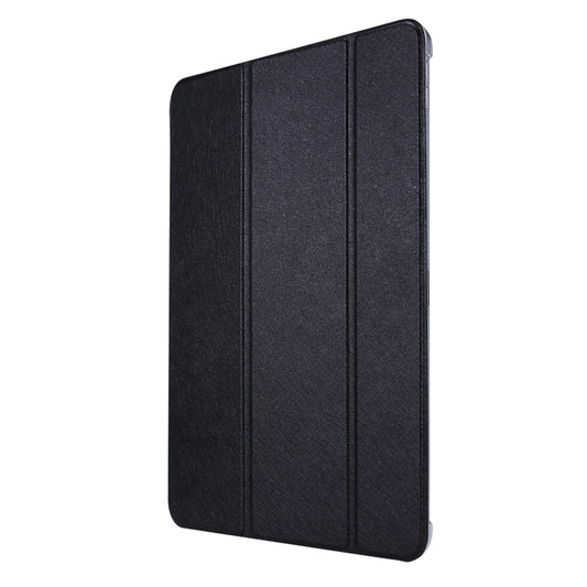 For iPad Air 13 2024 / 2025 / Pro 12.9 2020 TPU Silk Texture Three-fold Horizontal Flip Leather Tablet Case with Holder(Black) - iPad Pro 12.9 (2020) Cases by buy2fix | Online Shopping UK | buy2fix