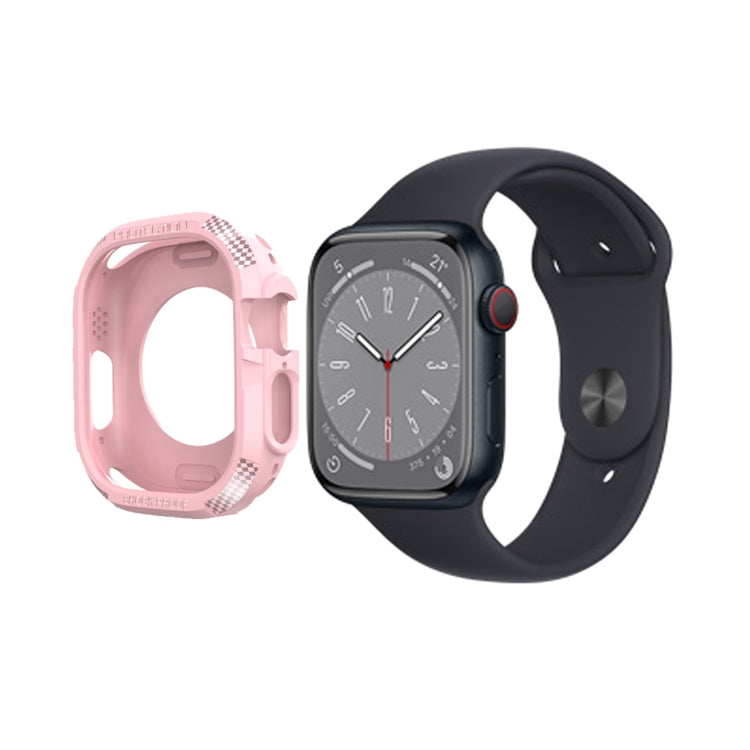 Carbon Fiber Shockproof Case For Apple Watch Series 9 / 8 / 7 45mm(Pink) by buy2fix