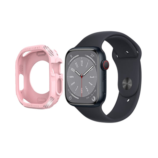 Carbon Fiber Shockproof Case For Apple Watch Series 9 / 8 / 7 45mm(Pink) by buy2fix