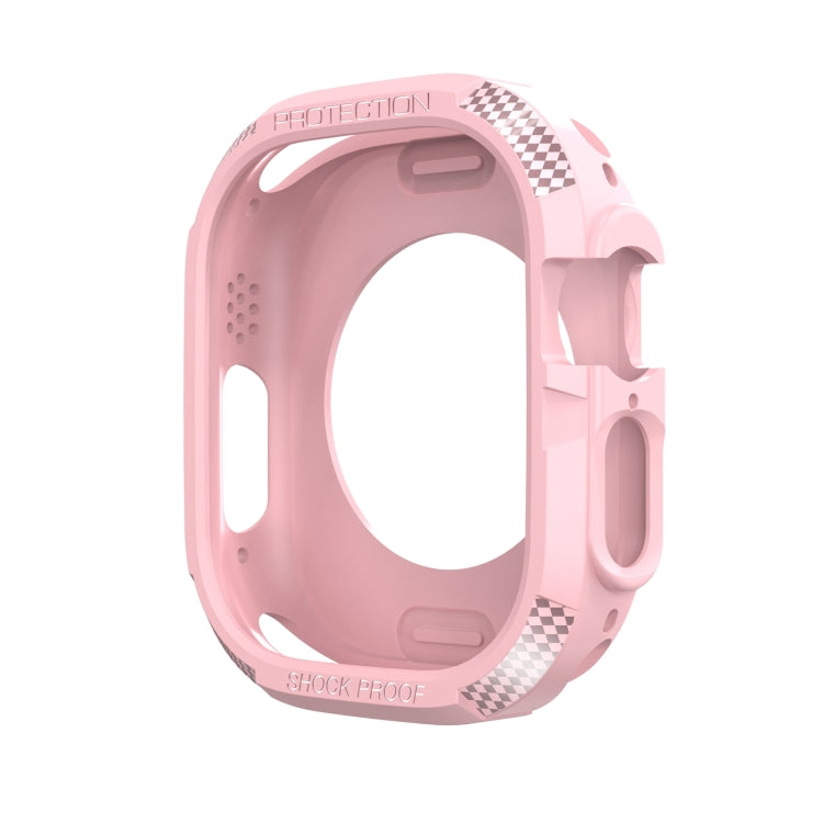 Carbon Fiber Shockproof Case For Apple Watch Series 9 / 8 / 7 45mm(Pink) by buy2fix