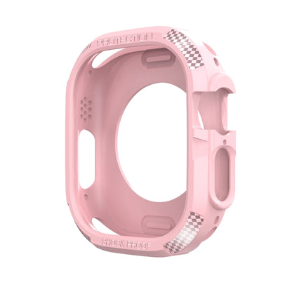 Carbon Fiber Shockproof Case For Apple Watch Series 9 / 8 / 7 45mm(Pink) by buy2fix